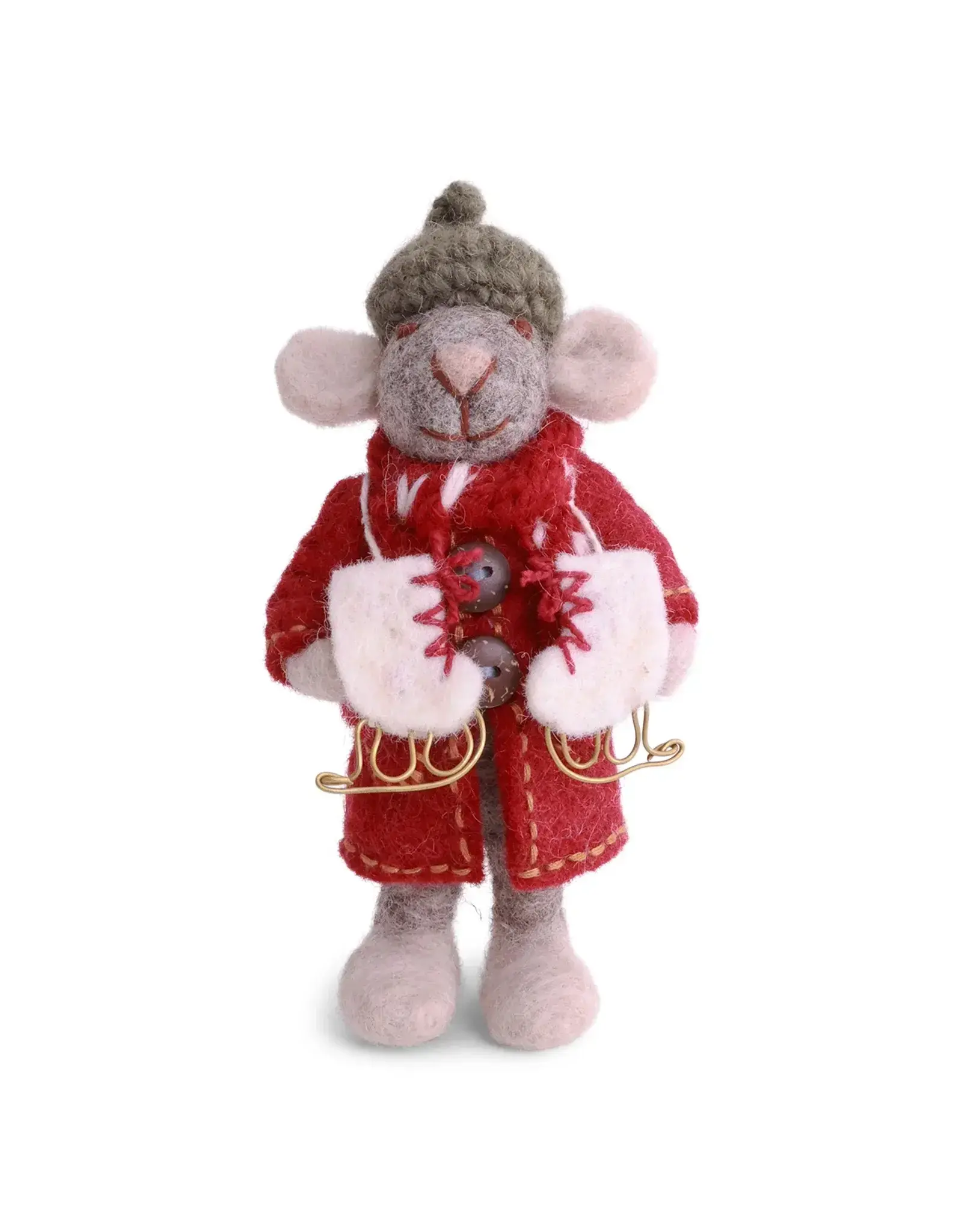 Gry & Sif Grijze Muis - Ijsschaatsen - 12 cm
