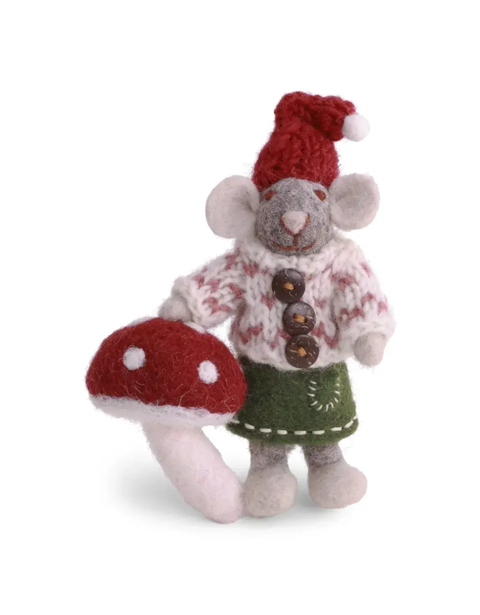 Gry & Sif Grijze Muis - Paddenstoel - 12 cm