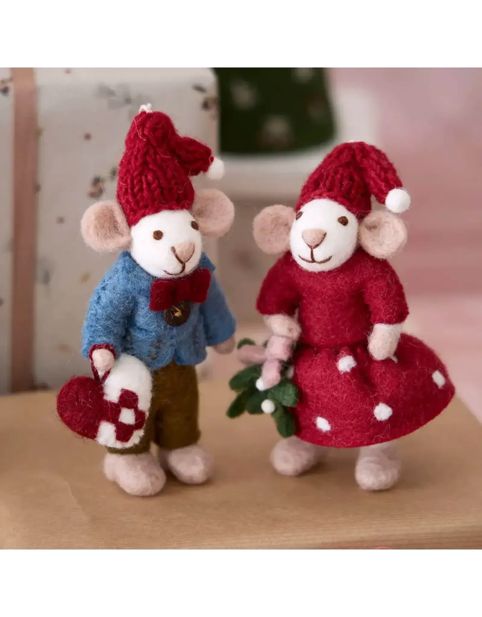 Gry & Sif Witte Muis - Mistletoe - 12cm