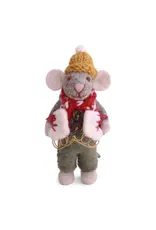 Gry & Sif Grijze Muis - Jas en Ijsschaatsen - 12cm