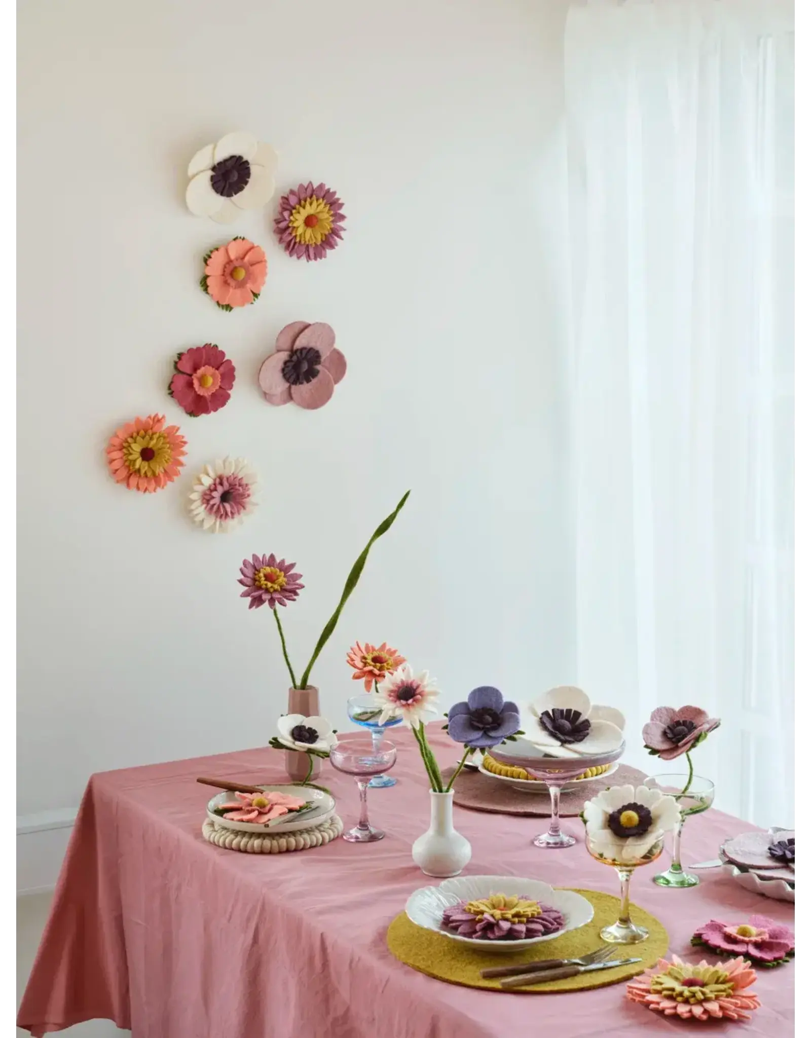 Gry & Sif Vilten Bloem, French Anemone - Dusty Rose - 30 cm