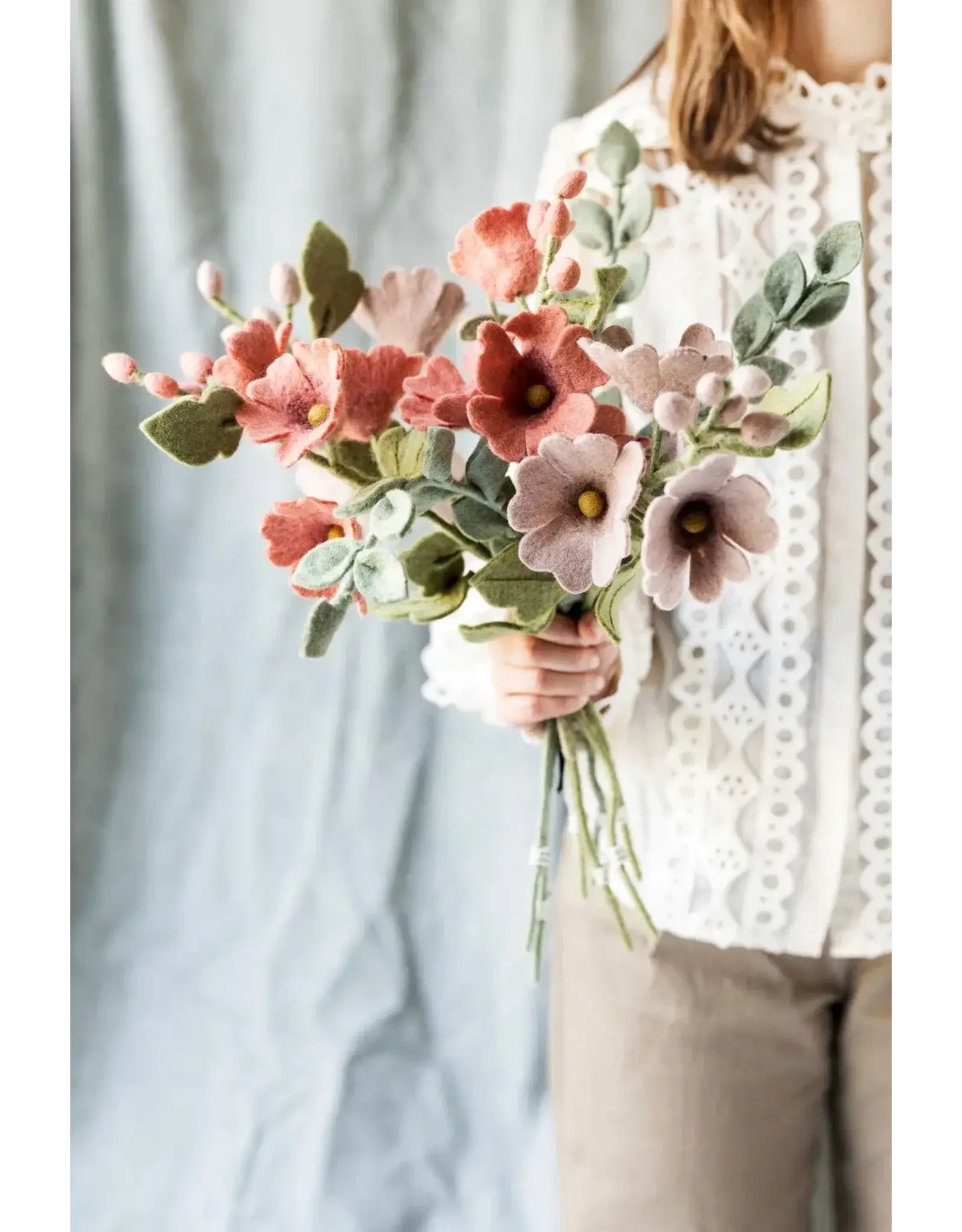 Gry & Sif Vilten Bloem, Leaf - Mint Green - 35cm