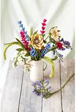 Gry & Sif Vilten Bloem, Cornflower - Cerise - 33cm