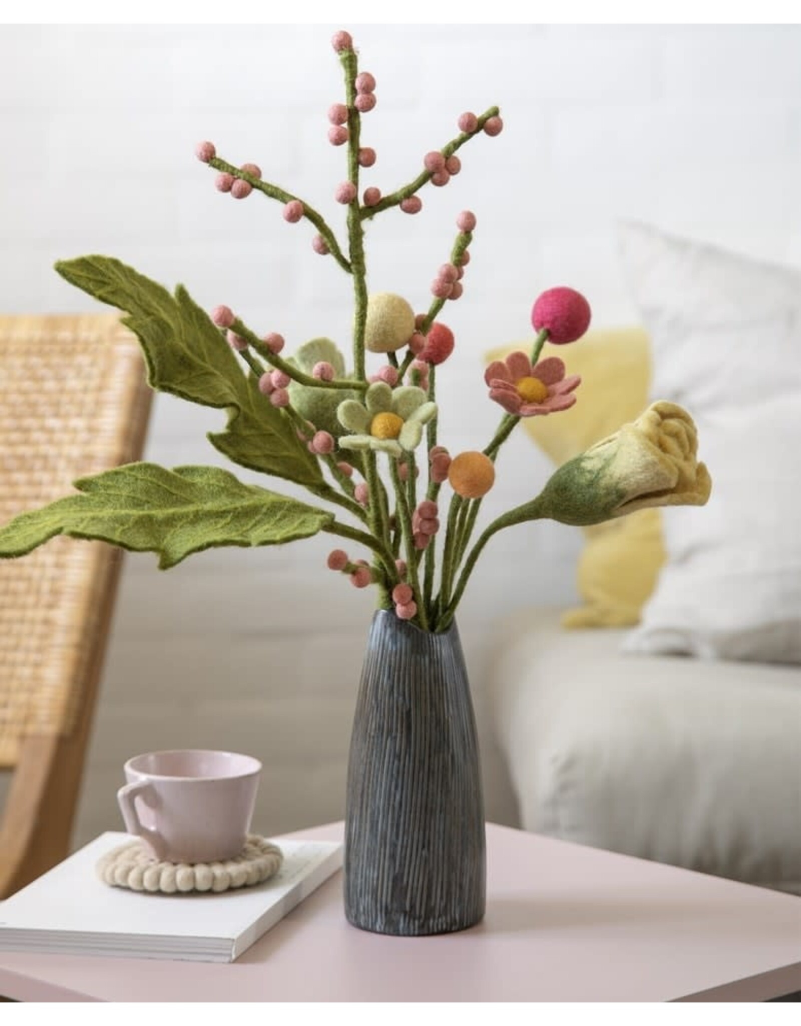 Gry & Sif Vilten Bloem, Eucalyptus - 50cm