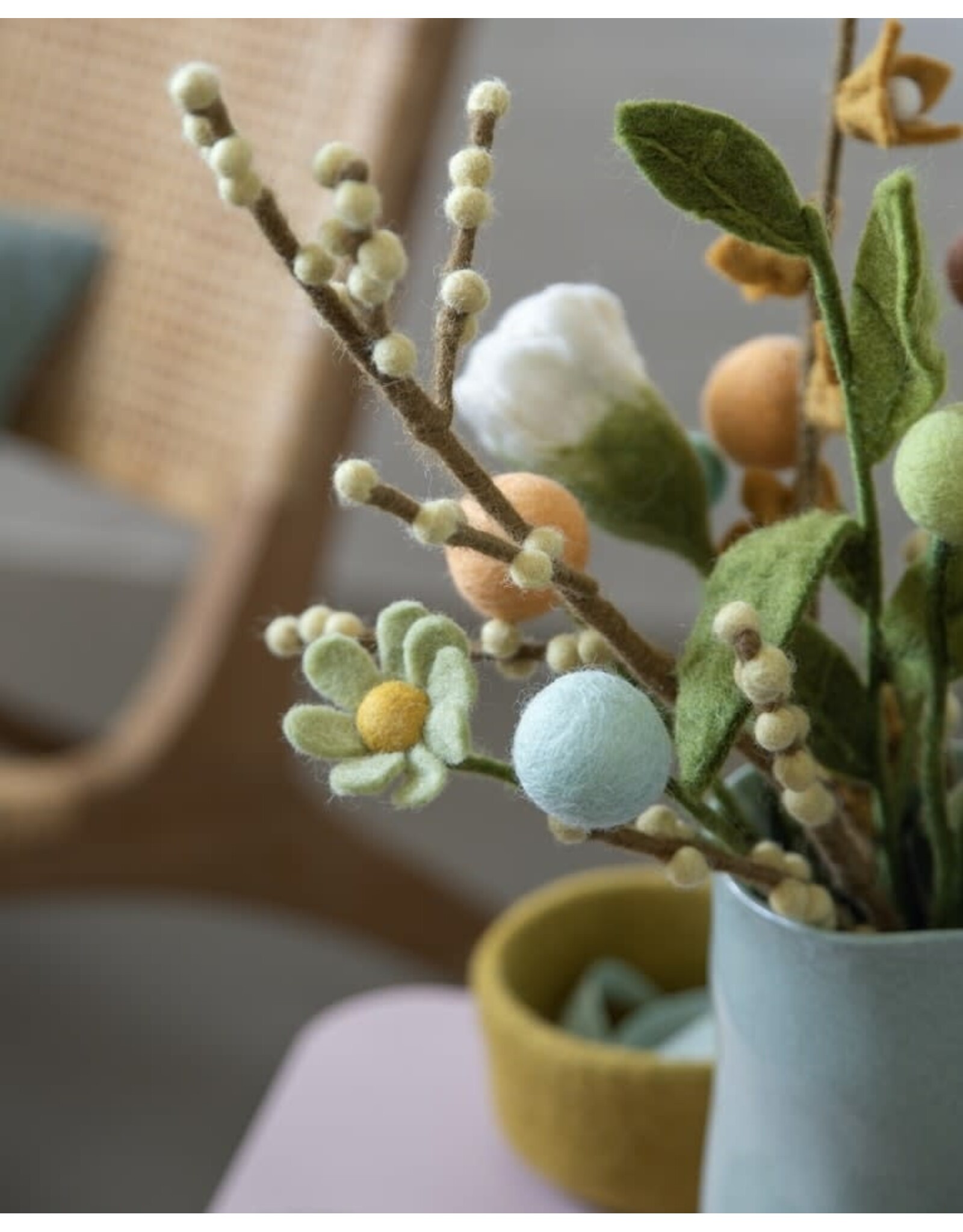 Gry & Sif Vilten Bloem, Eucalyptus - 50cm