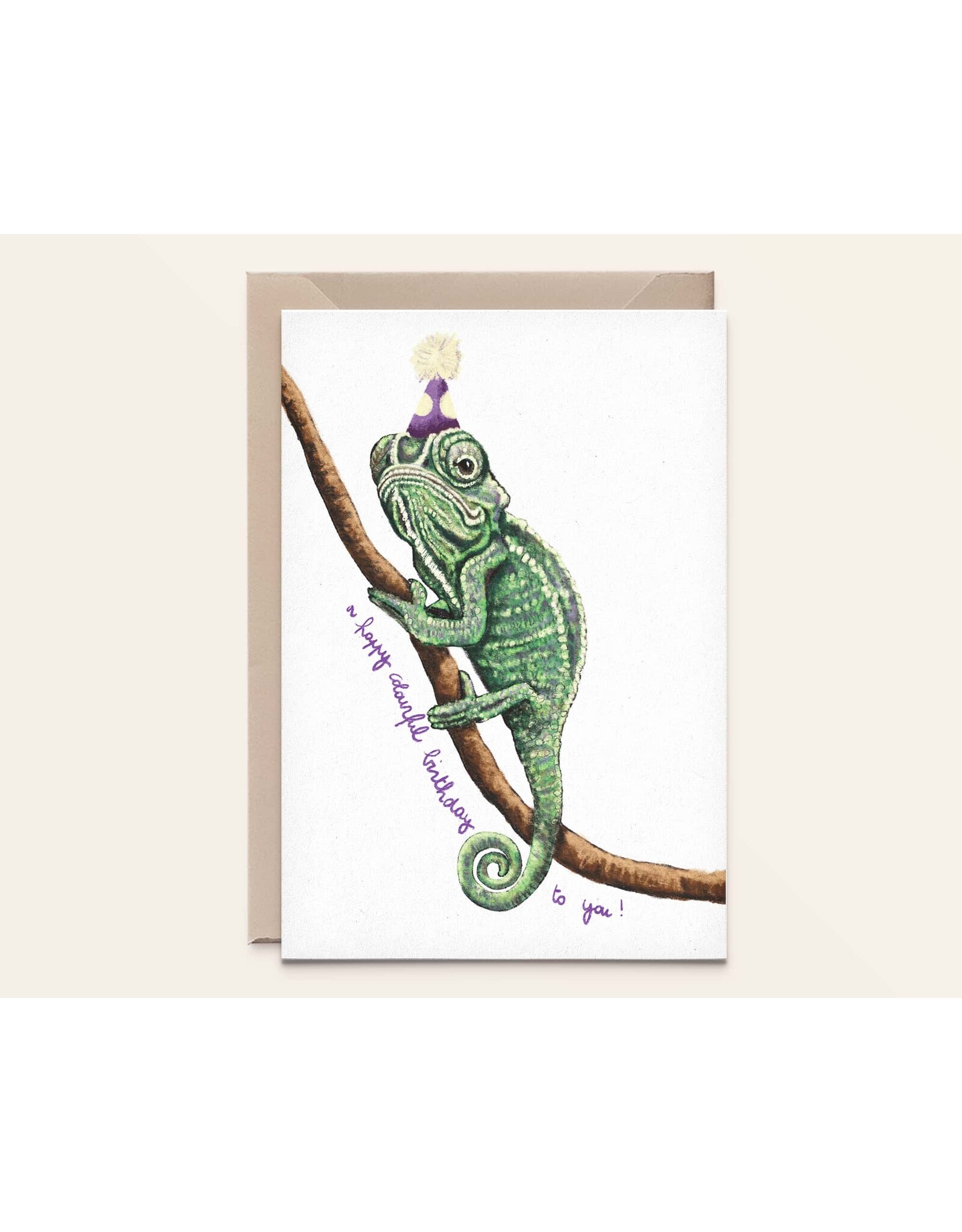Kathings Wenskaart - Chameleon - Dubbele kaart + Envelop
