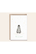 Kathings Wenskaart, Kerst - Pinguin Let it snow - Dubbele kaart + Envelop