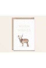 Kathings Wenskaart, Kerst - Reindeer warm wishes - Dubbele kaart + Envelop