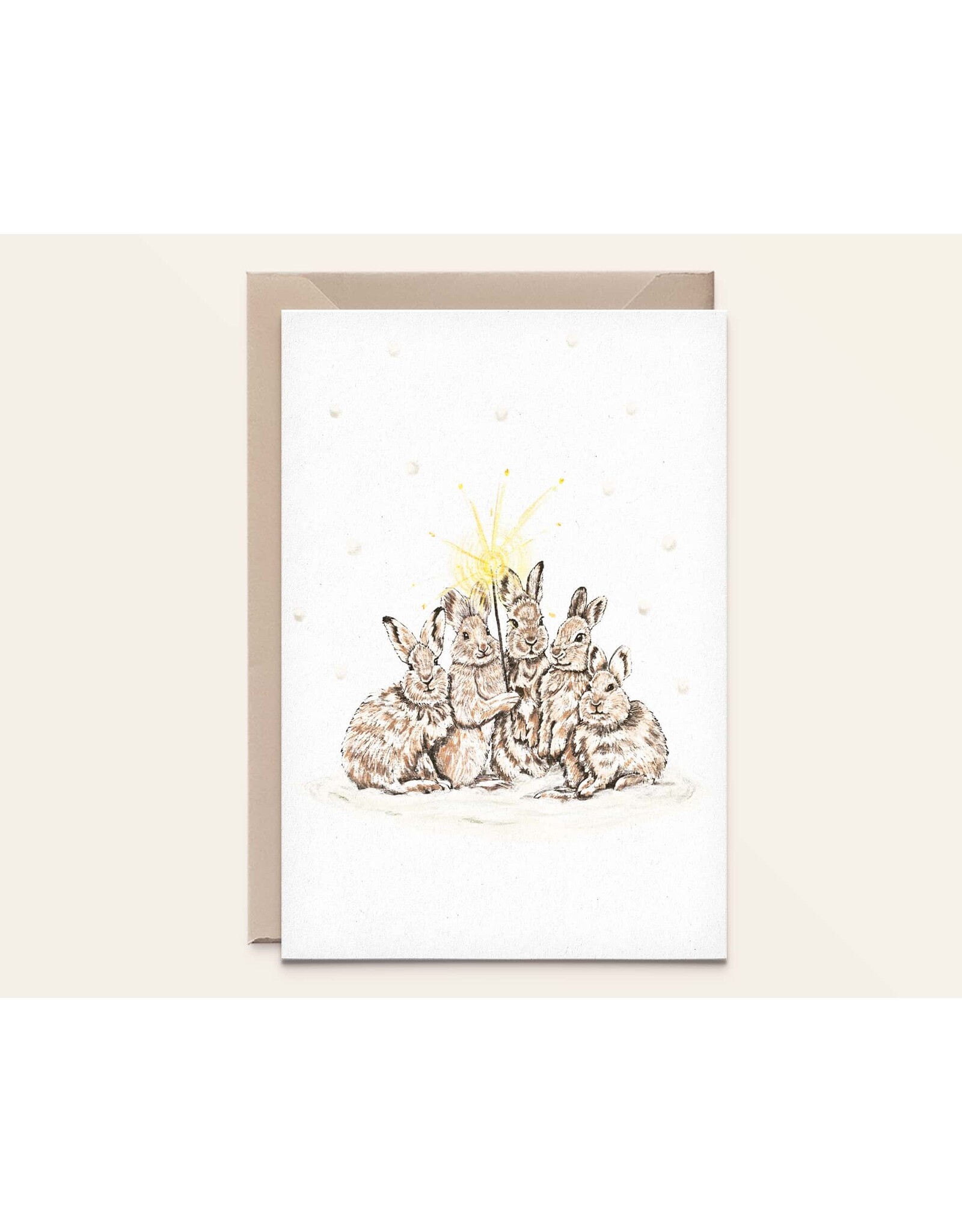 Kathings Wenskaart, Kerst L - Sneeuwhazen - Dubbele kaart (A5) + Envelop