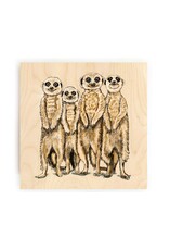 Kathings Houten Blokje - Stokstaartjes - 18x18cm