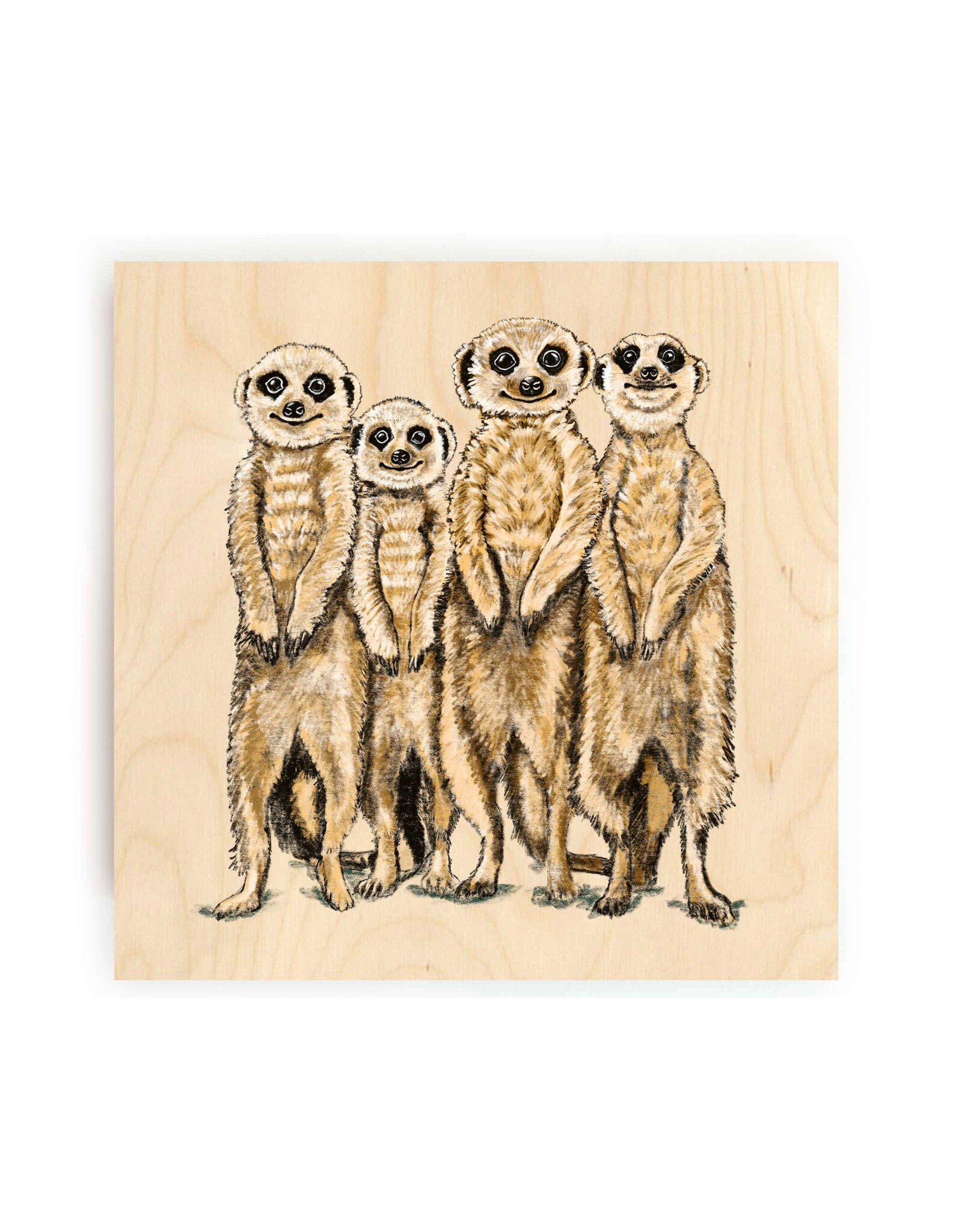 Kathings Houten Blokje - Stokstaartjes - 18x18cm