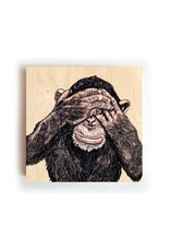 Kathings Houten Blokje - Chimpansee - 10x10 cm