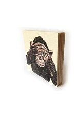 Kathings Houten Blokje - Chimpansee - 10x10 cm