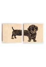 Kathings Houten Blokje - Teckel Tail - 10x10 cm