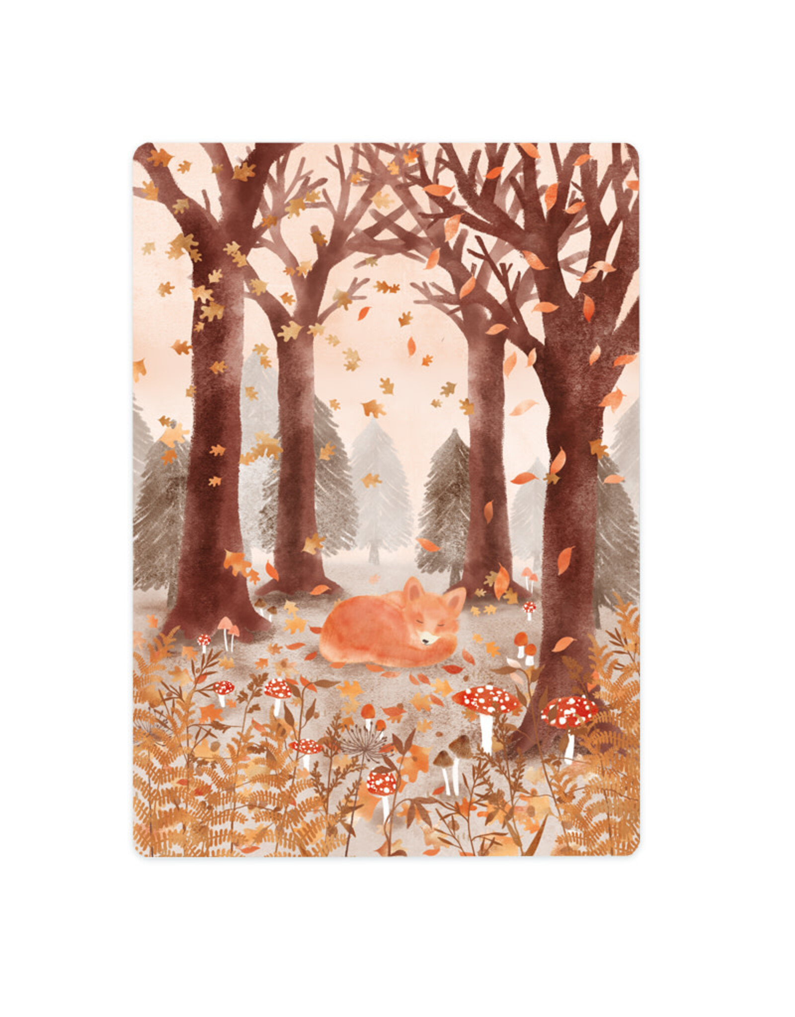 LemonBird Wenskaart - Sleeping Fox - Postkaart + Envelop