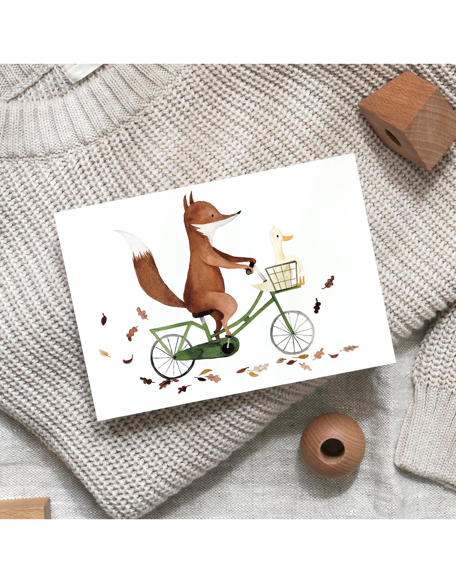 Leo La Douce Wenskaart, Kerst - Fox & Goose - Postkaart + Envelop