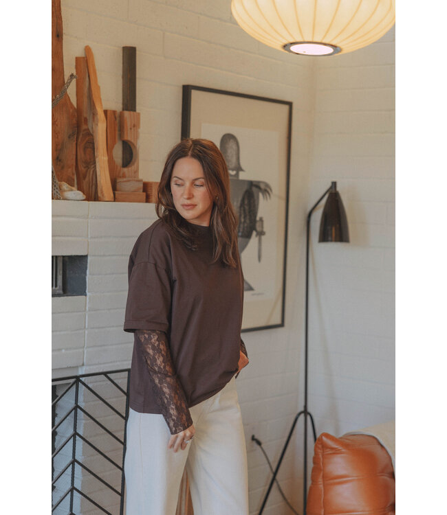 LES SOEURS LS LEONARDO TSHIRT LACE BROWN