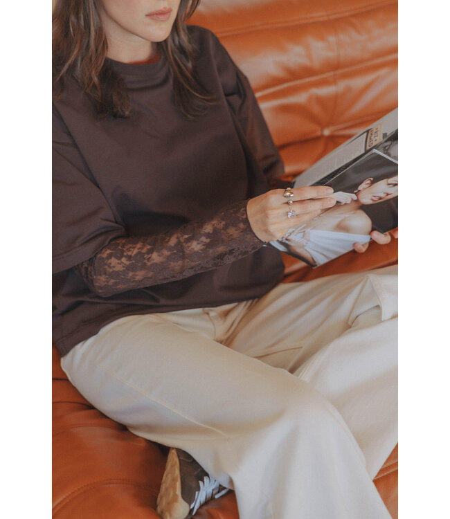 LES SOEURS LS LEONARDO TSHIRT LACE BROWN