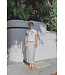 LES SOEURS LS OLIVE FITTED TEE WHITE