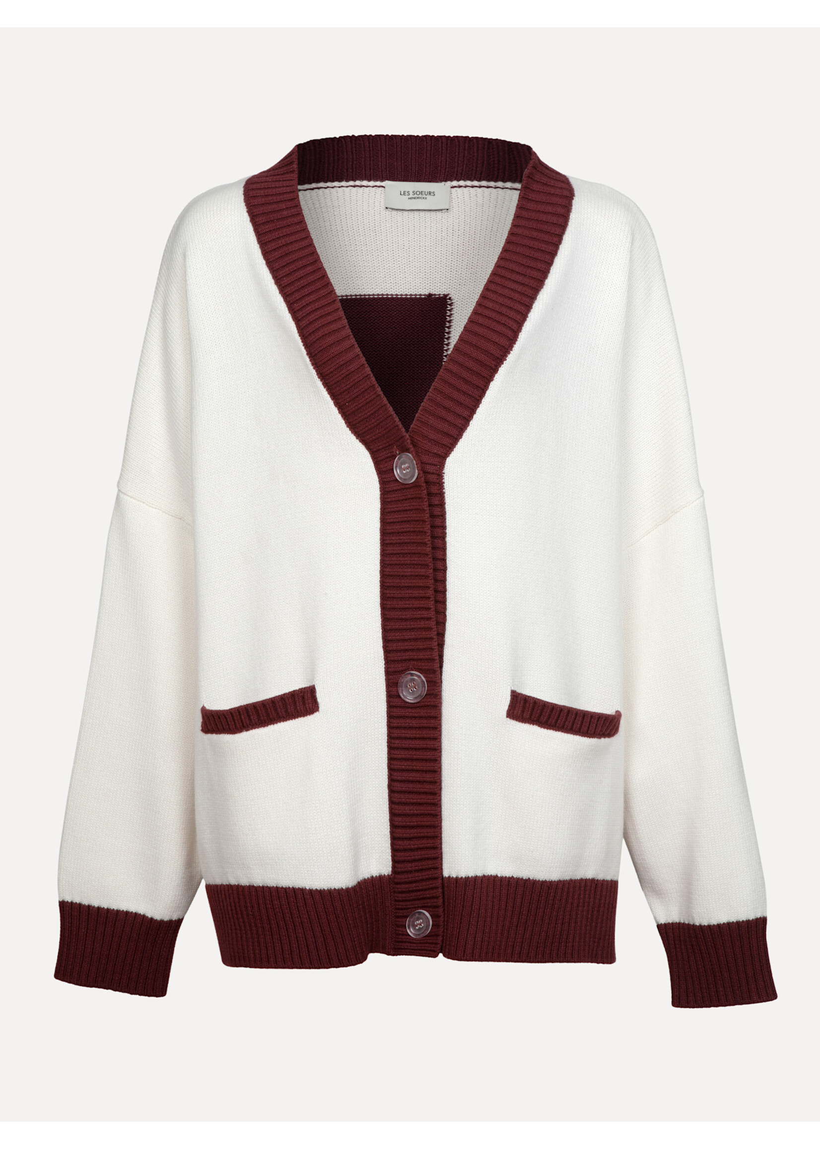 LES SOEURS LS MAIA CARDIGAN BORDEAUX ECRU