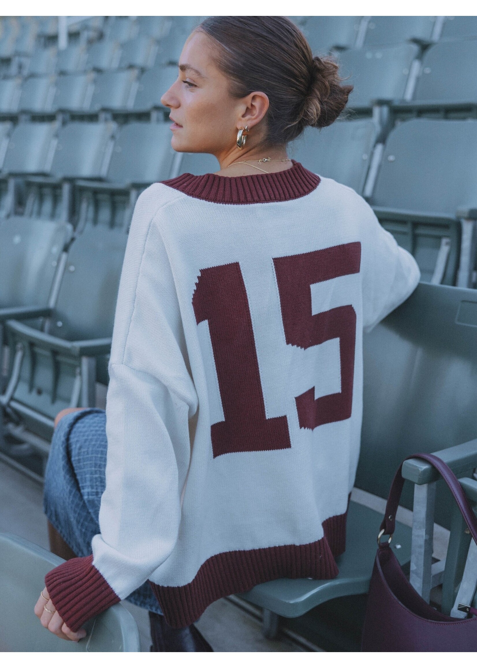 LES SOEURS LS MAIA CARDIGAN BORDEAUX ECRU