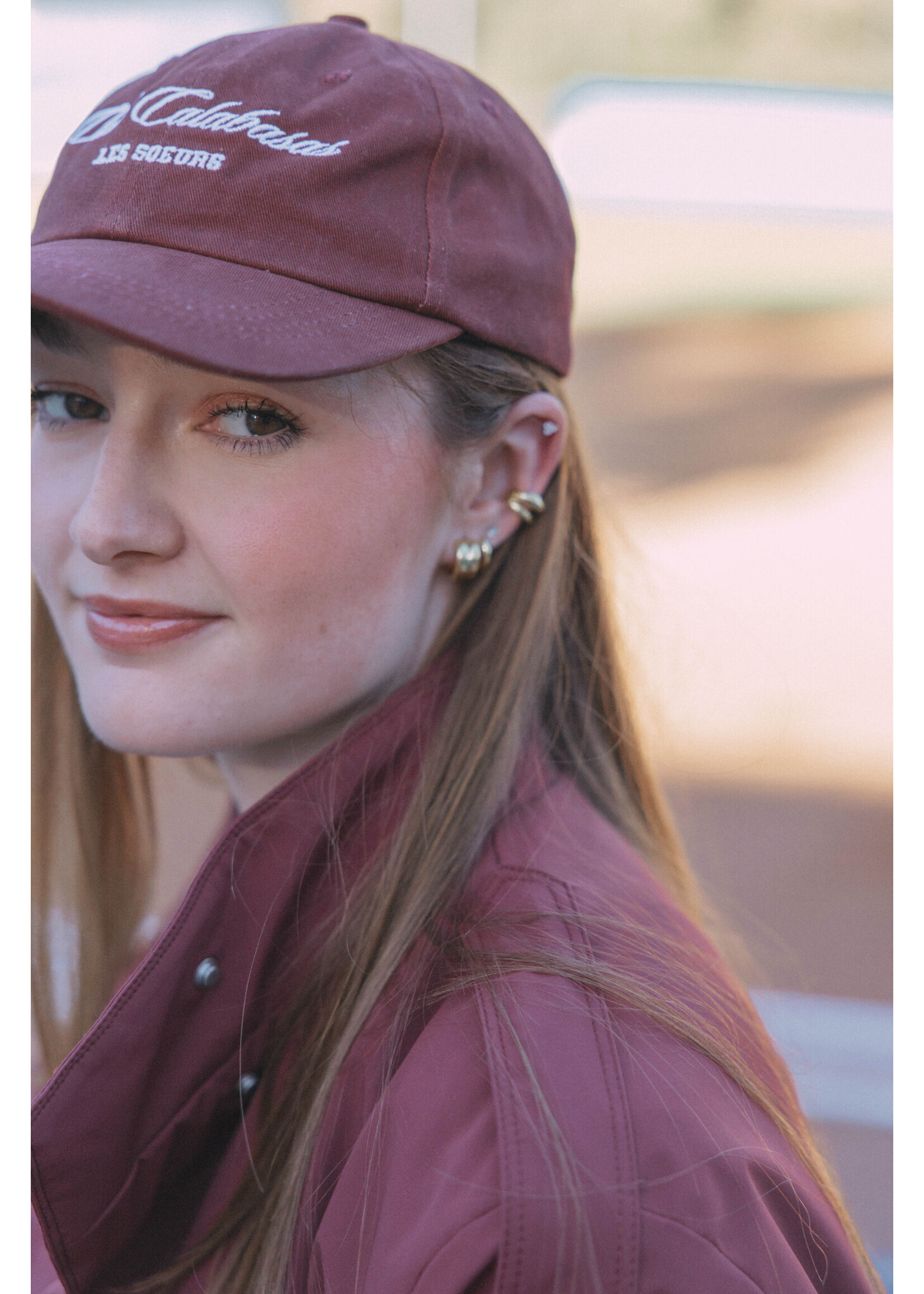 LES SOEURS LS POPPY CAP BURGUNDY CLUB CALABASAS