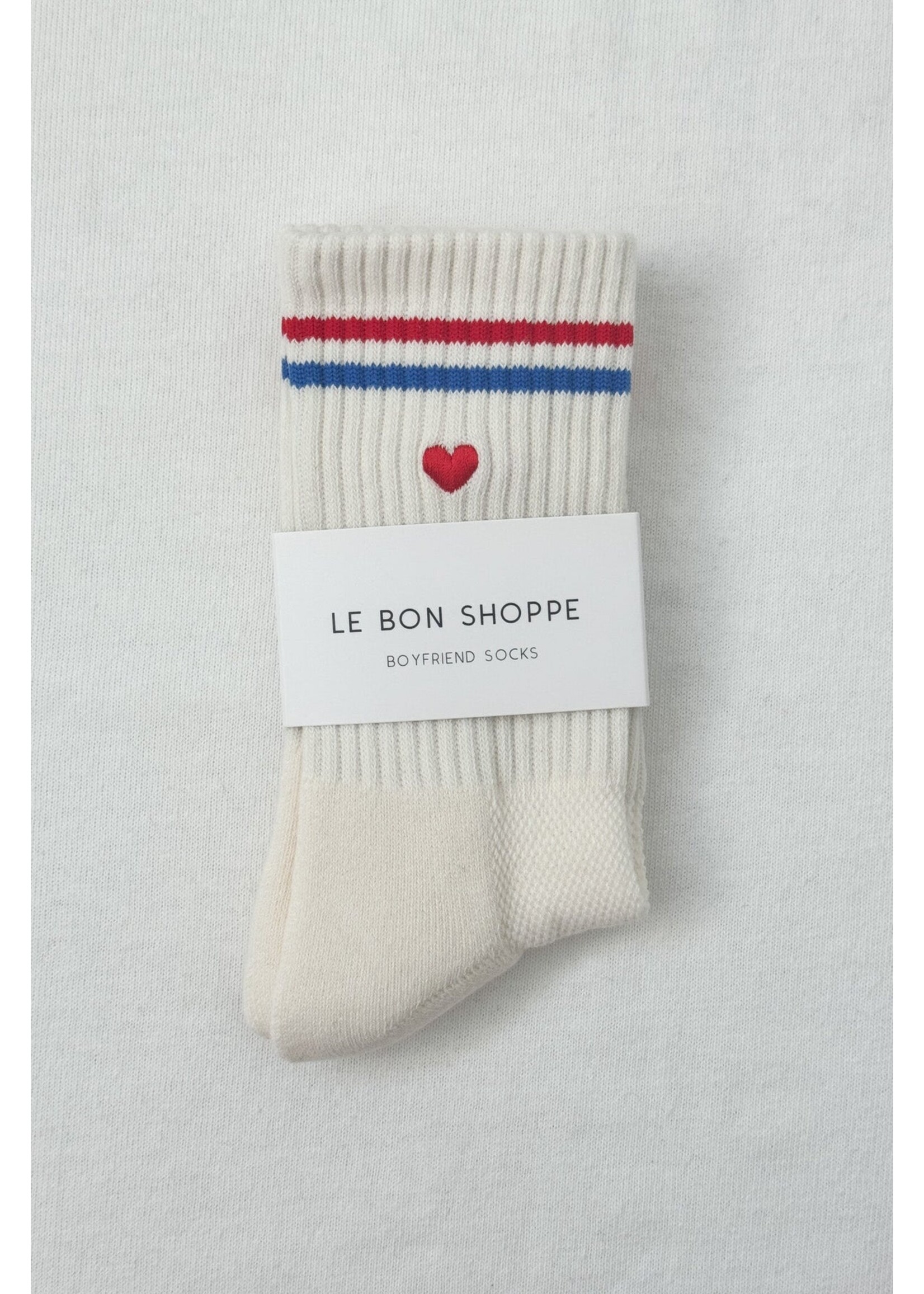 LE BON SHOPPE EMBROIDERED BOYFRIEND SOCKS MILK  HEART