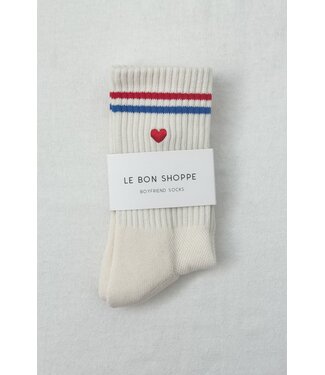 LE BON SHOPPE EMBROIDERED BOYFRIEND SOCKS MILK  HEART