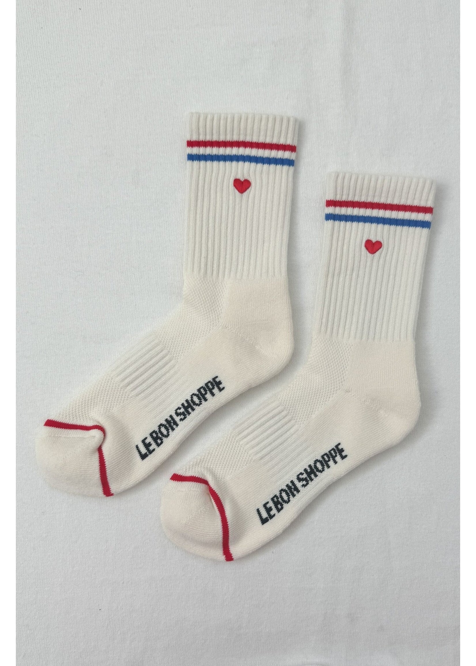 LE BON SHOPPE EMBROIDERED BOYFRIEND SOCKS MILK  HEART