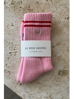 LE BON SHOPPE EMBROIDERED BOYFRIEND SOCKS AMOUR PINK HEART