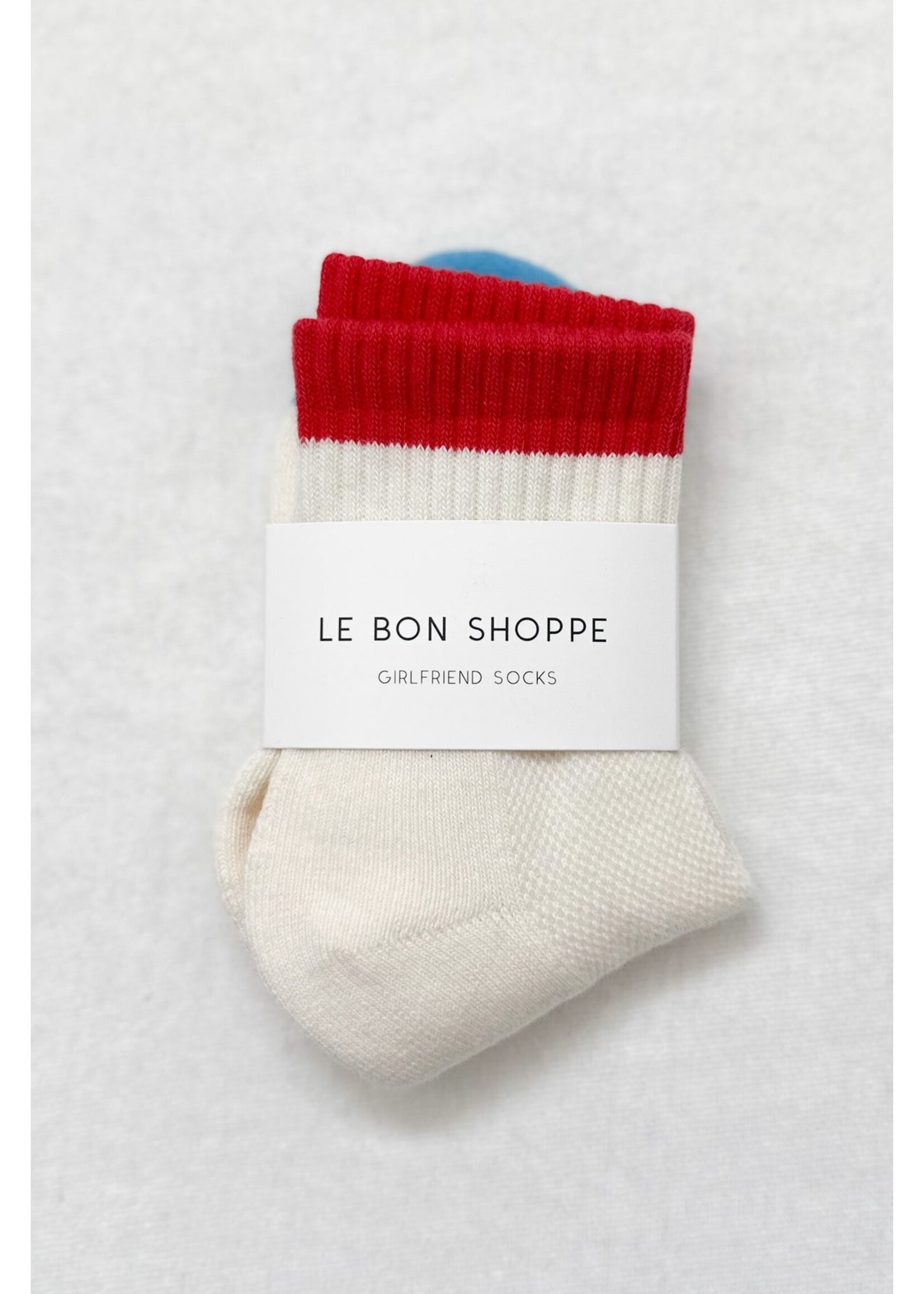 LE BON SHOPPE GIRLFRIEND SOCKS  COLOR BLOCK BLUE RED