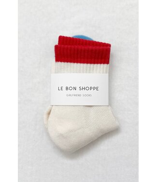 LE BON SHOPPE GIRLFRIEND SOCKS  COLOR BLOCK BLUE RED