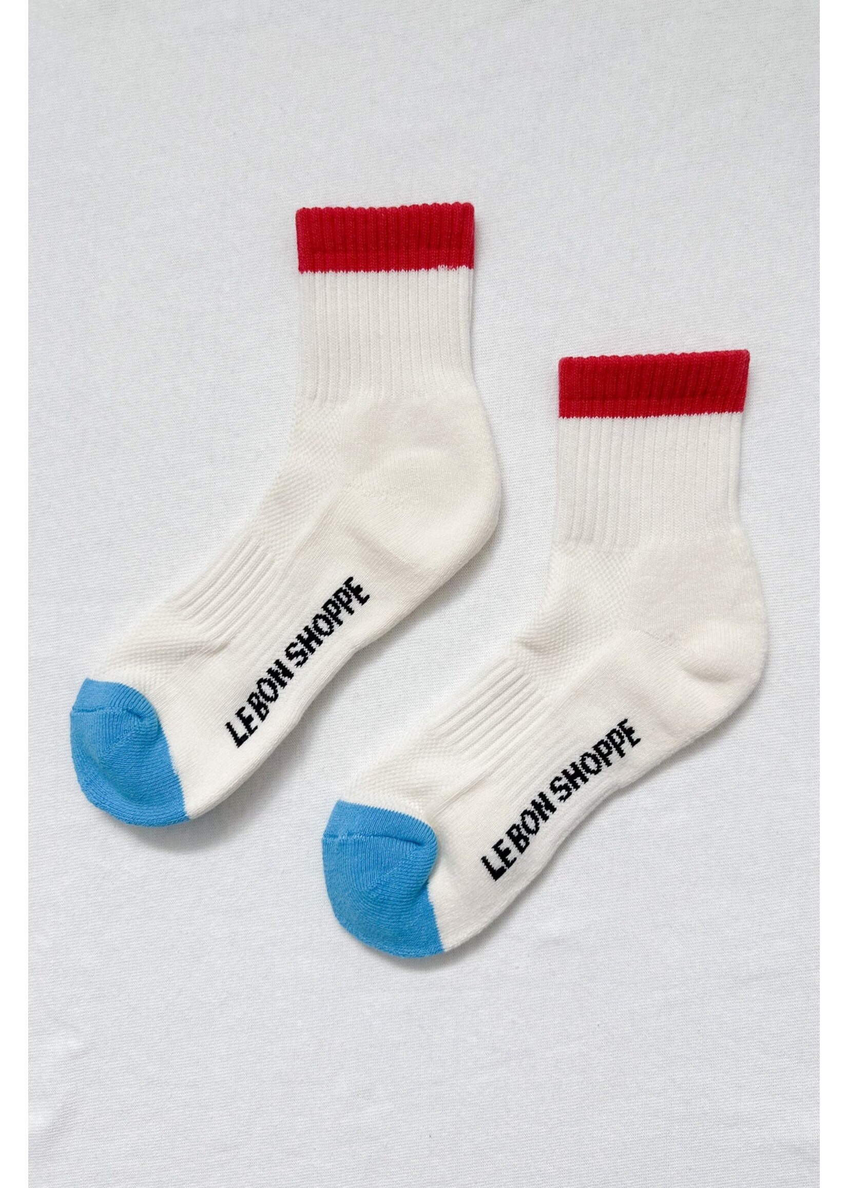 LE BON SHOPPE GIRLFRIEND SOCKS  COLOR BLOCK BLUE RED