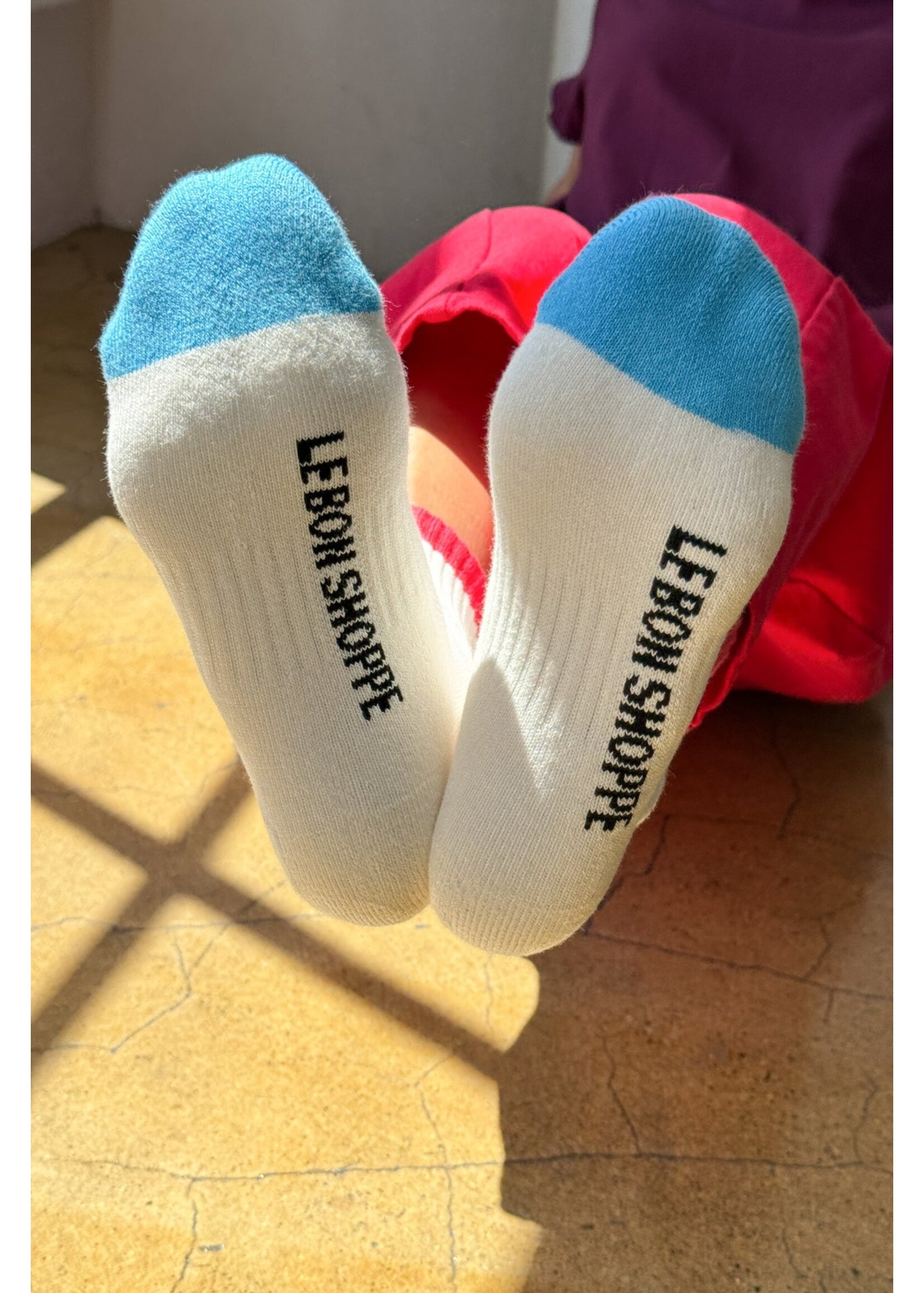 LE BON SHOPPE GIRLFRIEND SOCKS  COLOR BLOCK BLUE RED