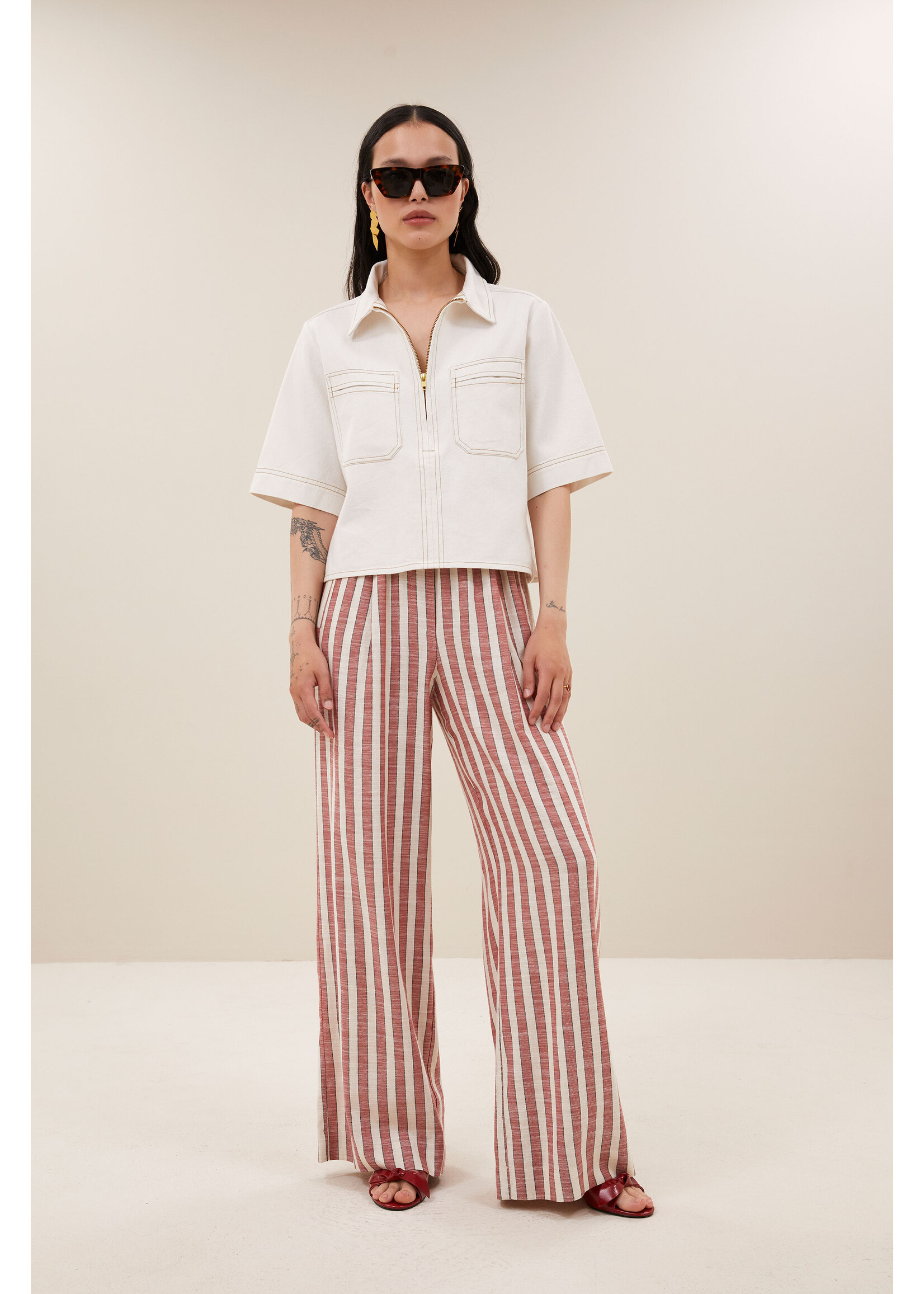 BY-BAR BB BENJI WIDE PANT RED STRIPE