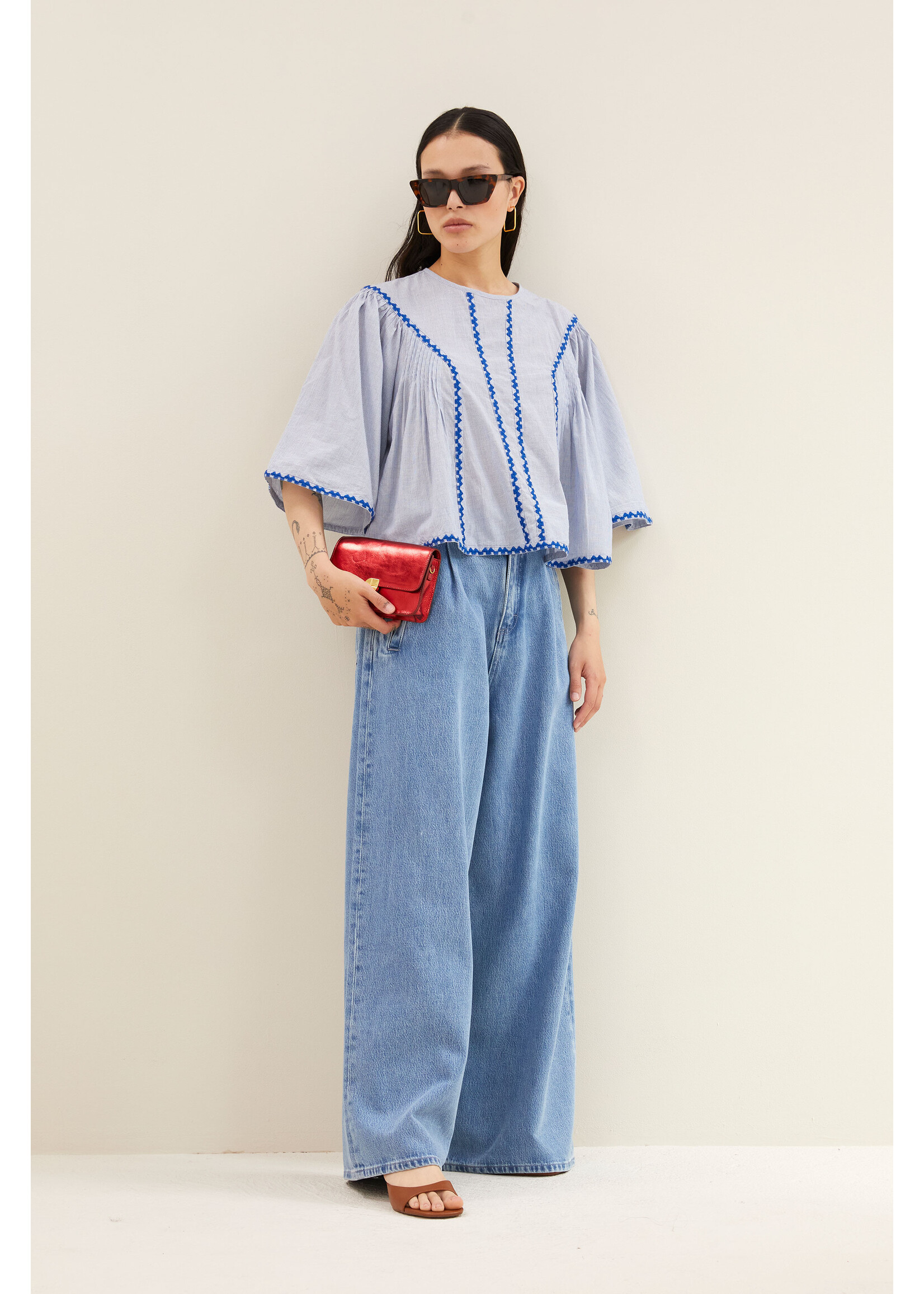 BY-BAR BB DAVIN BLOUSE BLUE PIIN STRIPE