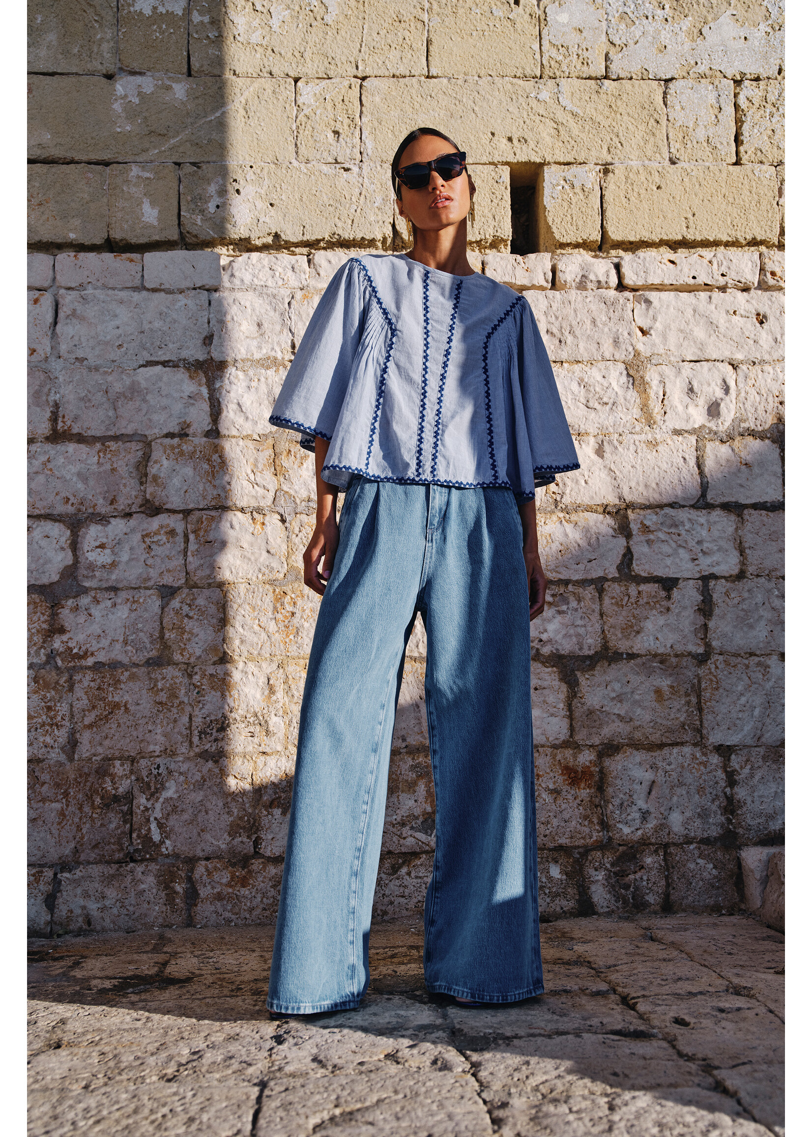 BY-BAR BB DAVIN BLOUSE BLUE PIIN STRIPE