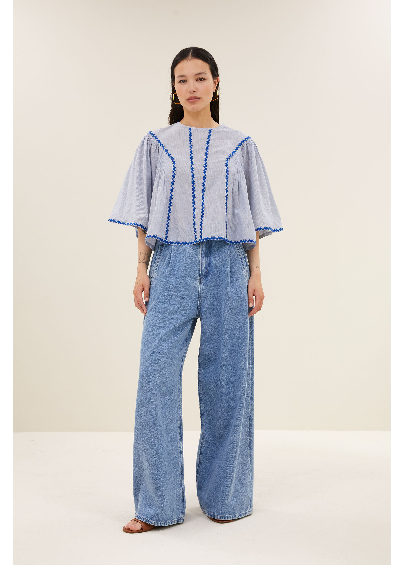 BY-BAR BB DAVIN BLOUSE BLUE PIIN STRIPE