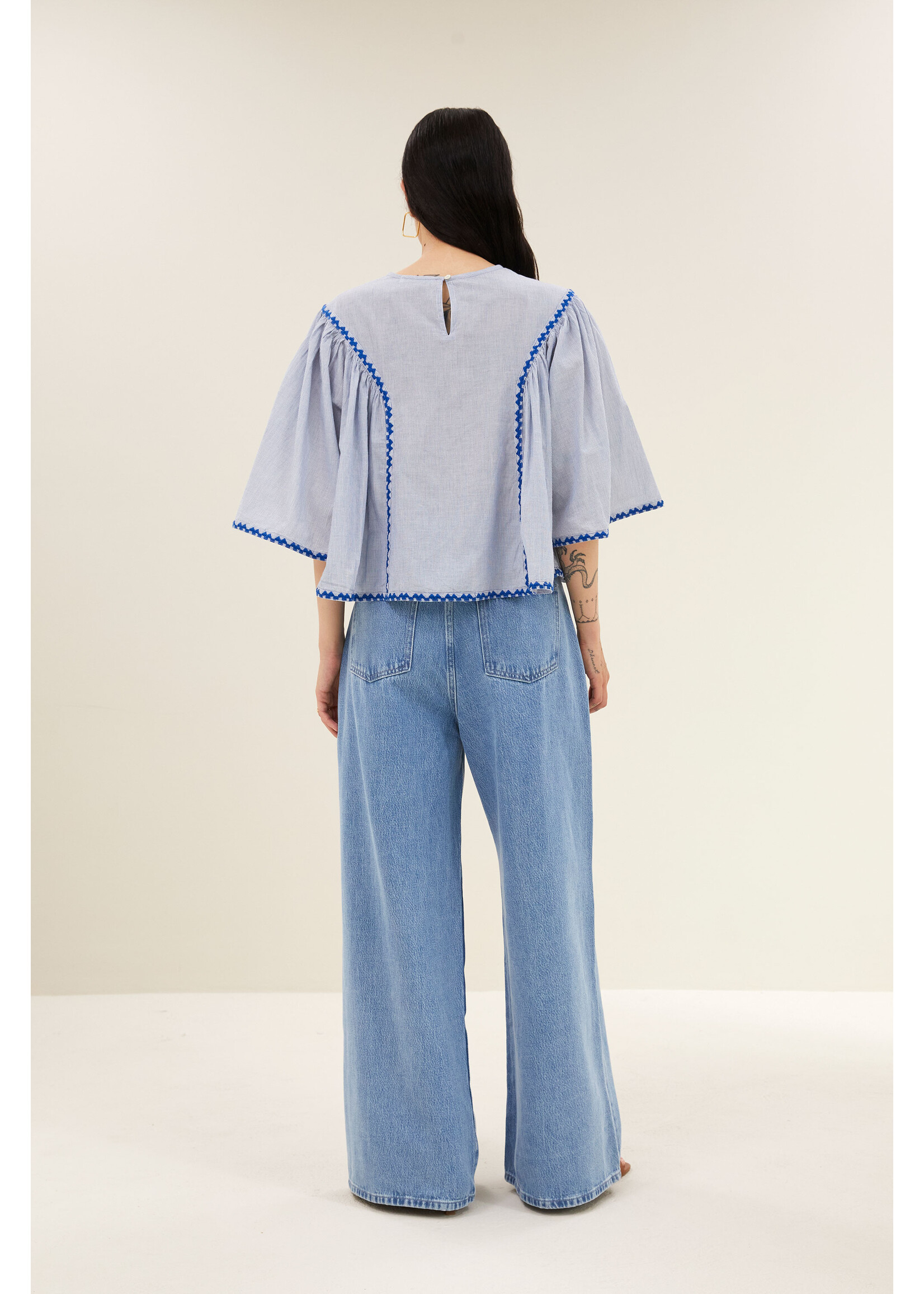 BY-BAR BB DAVIN BLOUSE BLUE PIIN STRIPE