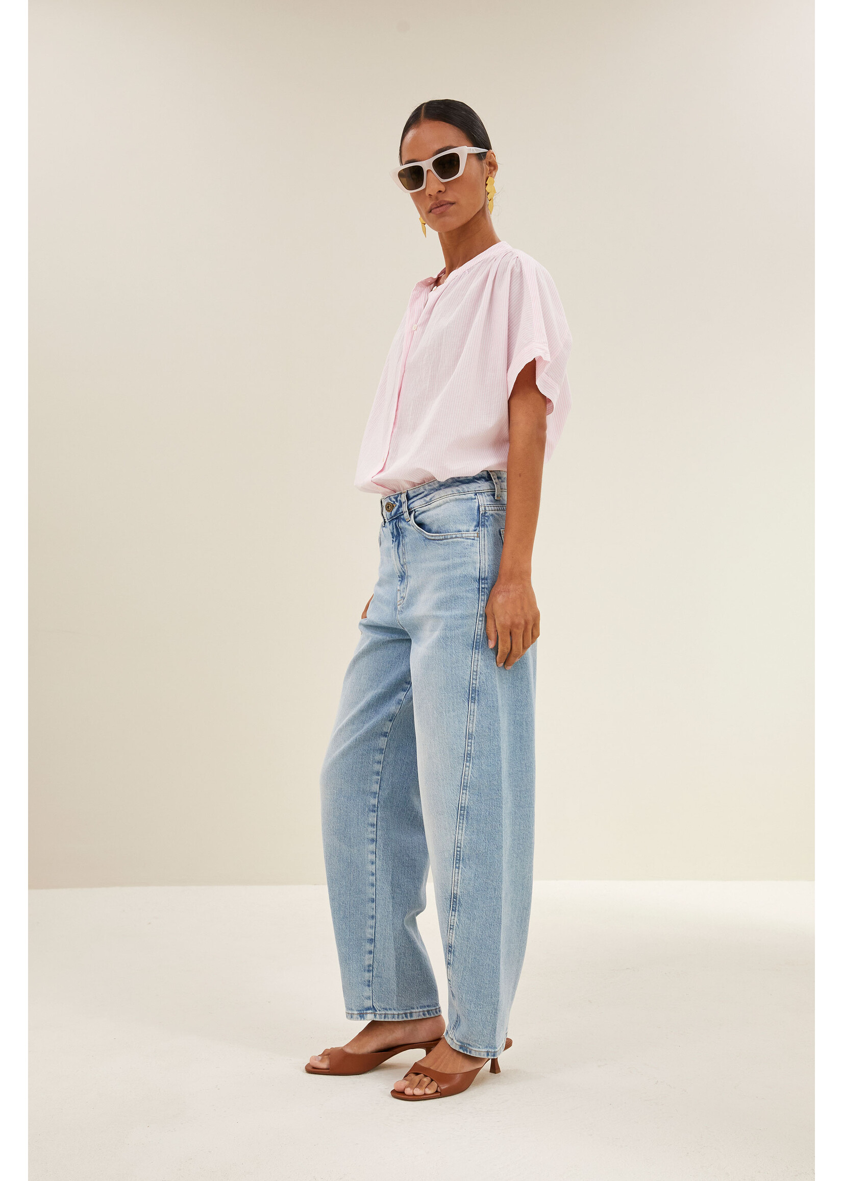 BY-BAR BB MINTE PINSTRIPE BLOUSE PINK