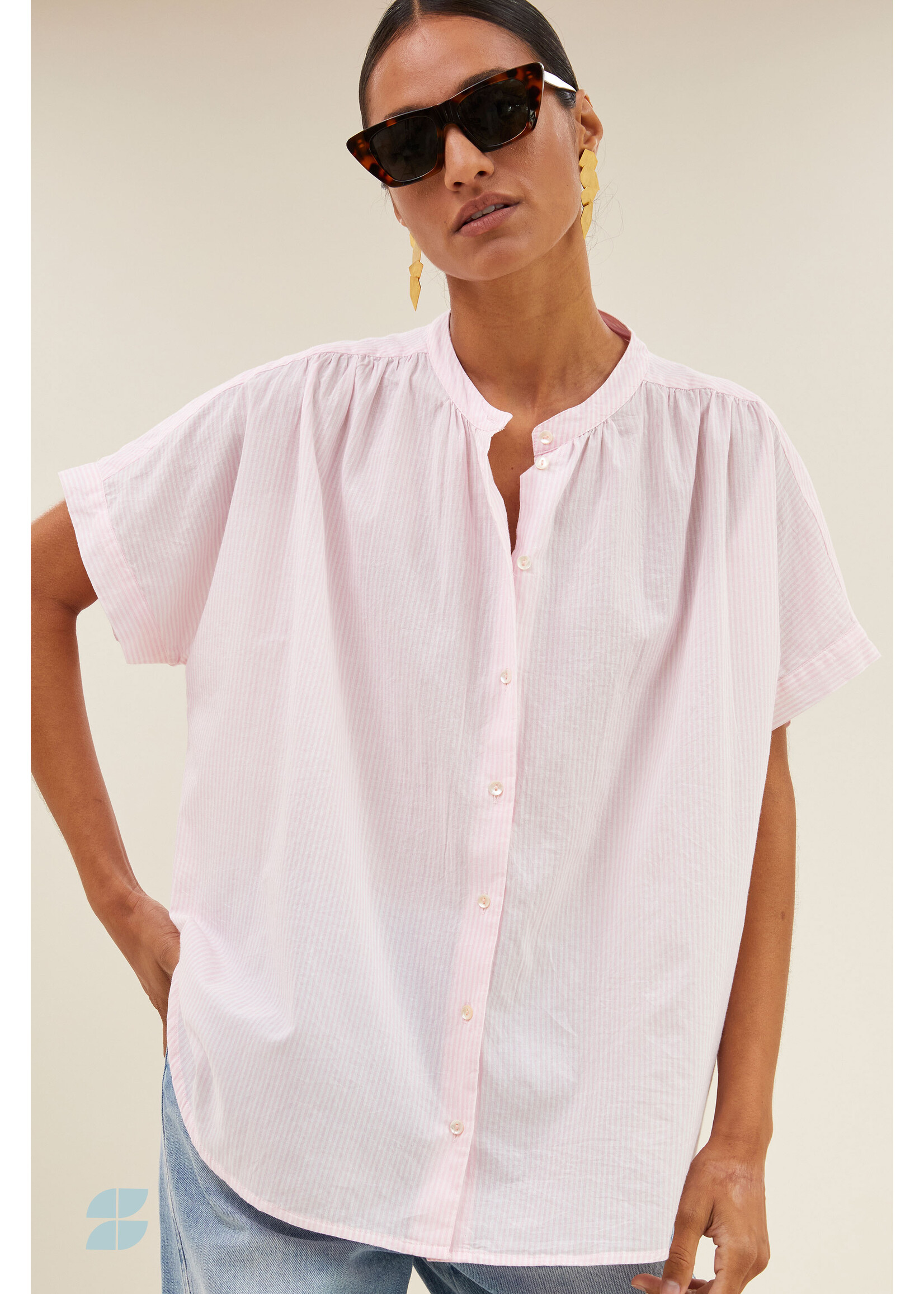 BY-BAR BB MINTE PINSTRIPE BLOUSE PINK