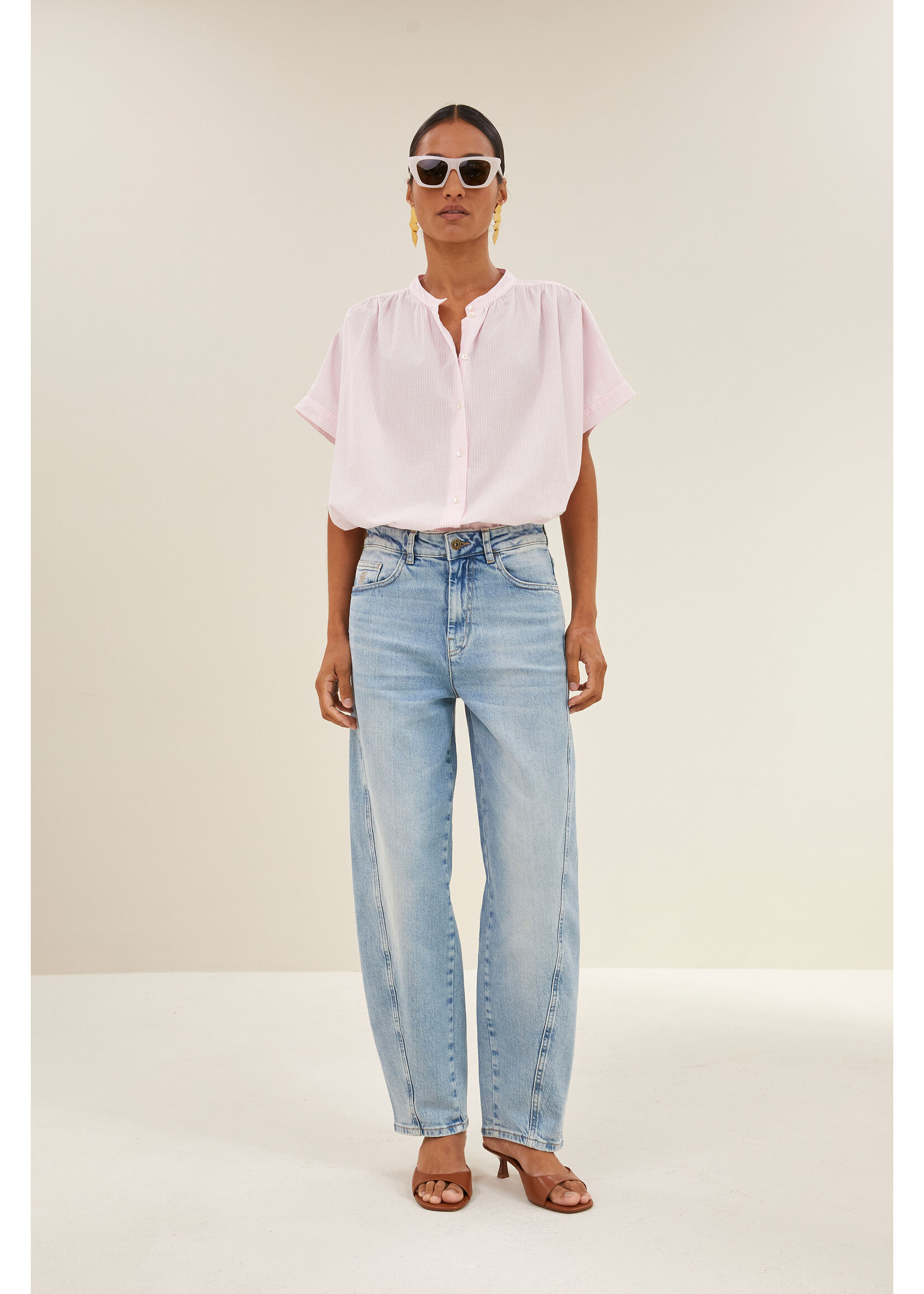 BY-BAR BB MINTE PINSTRIPE BLOUSE PINK