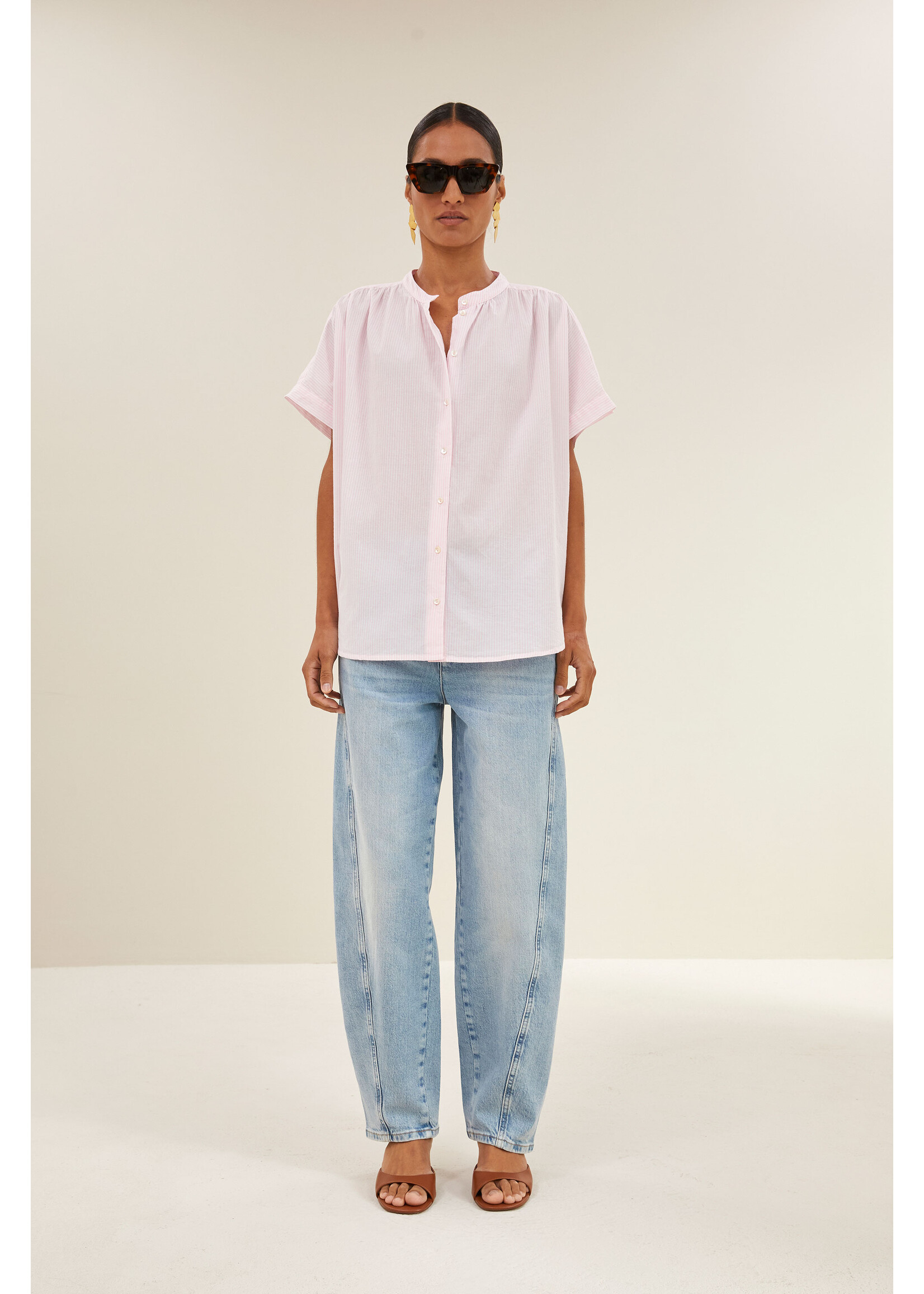 BY-BAR BB MINTE PINSTRIPE BLOUSE PINK