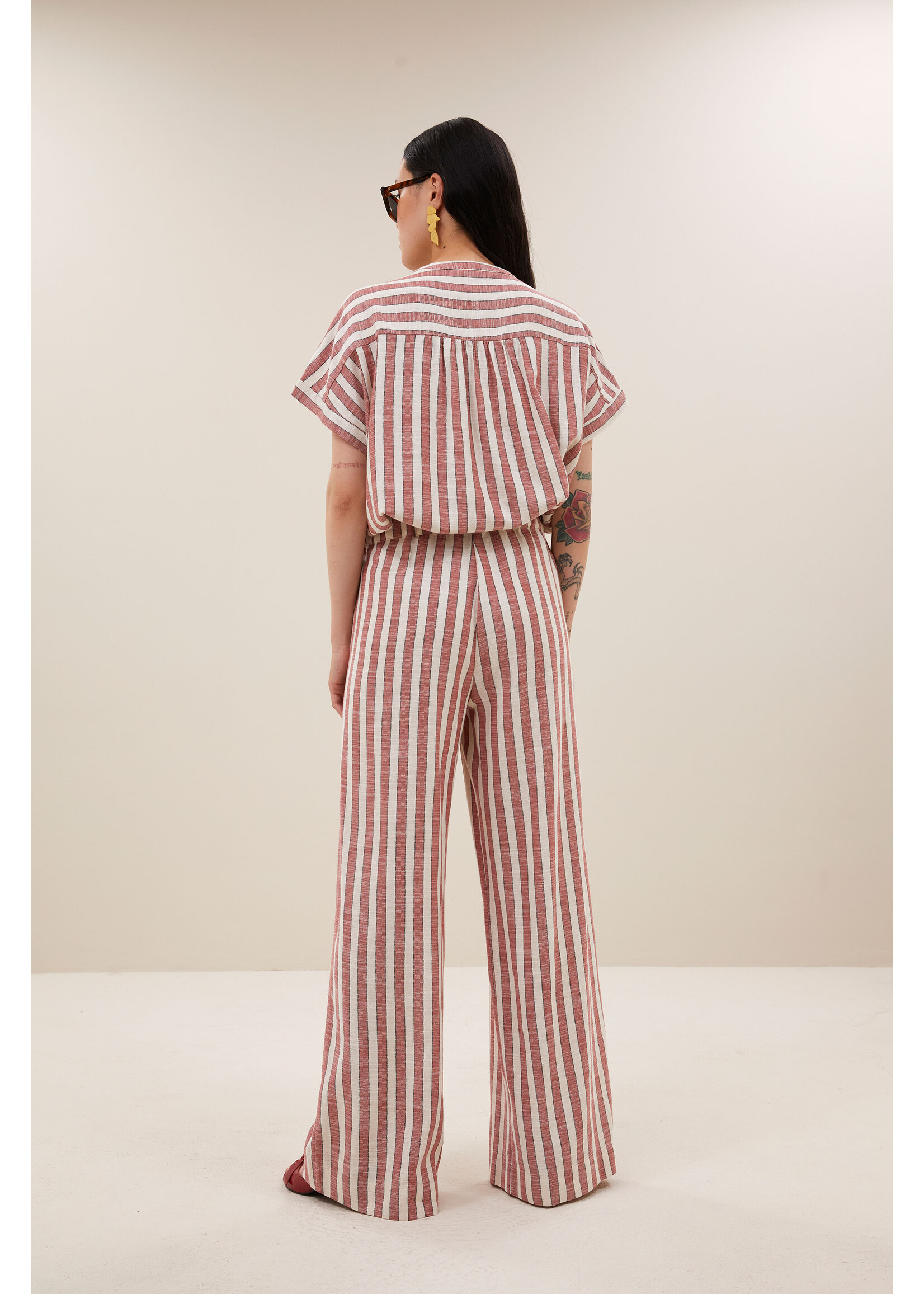 BY-BAR BB MINTE WIDE SRIPE BLOUSE RED