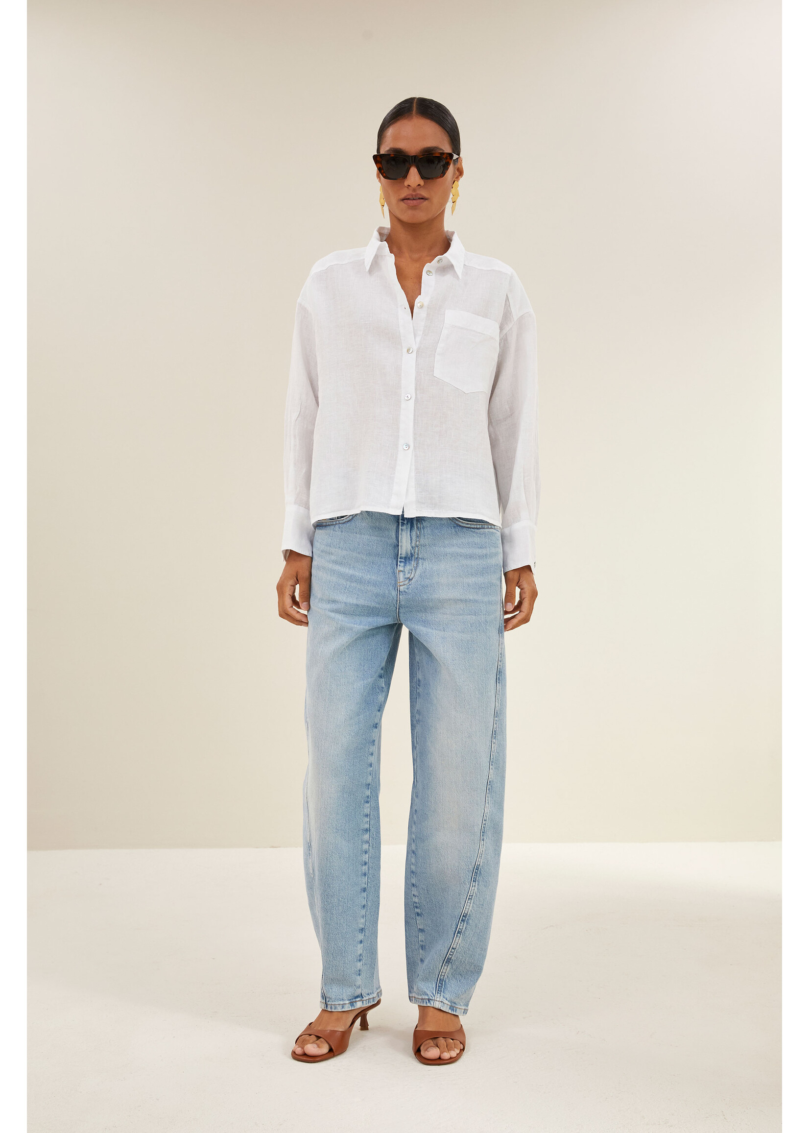 BY-BAR BB NIMA LINEN BLOUSE BRIGHT WHITE