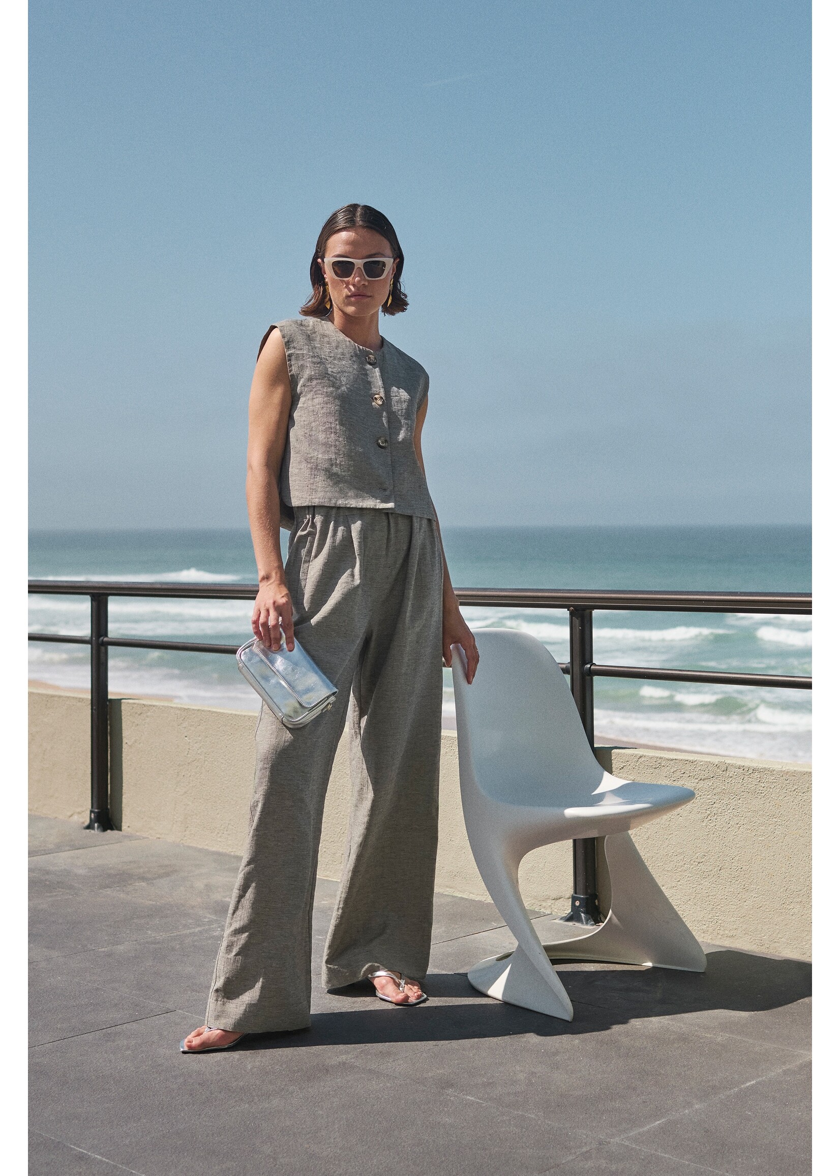 BY-BAR BB NORI MELANGE GILET CHARCOAL MELEE