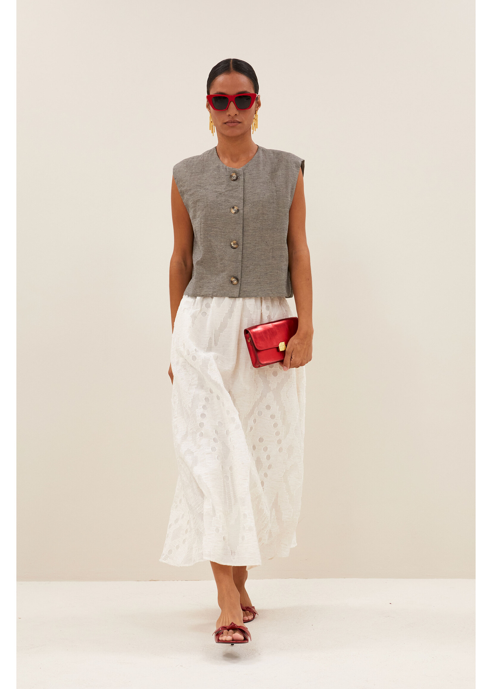 BY-BAR BB NORI MELANGE GILET CHARCOAL MELEE