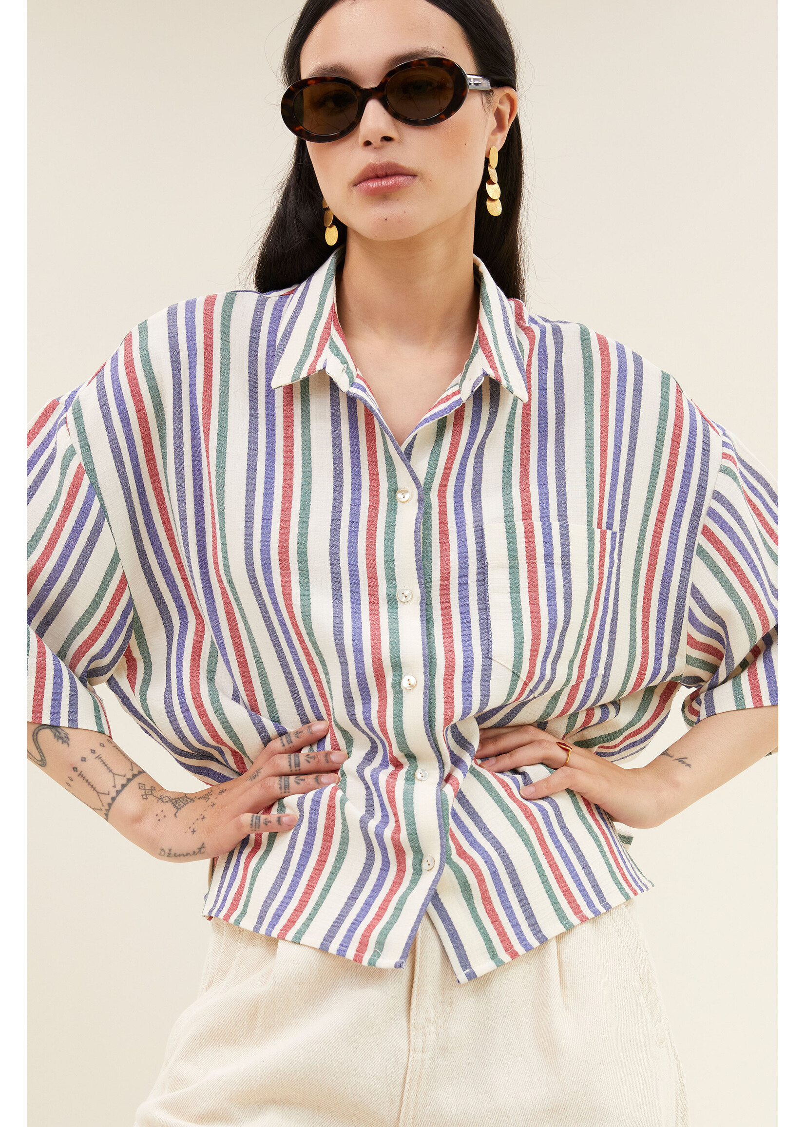 BY-BAR BB PILAR BLOUSE MULTI STRIPE