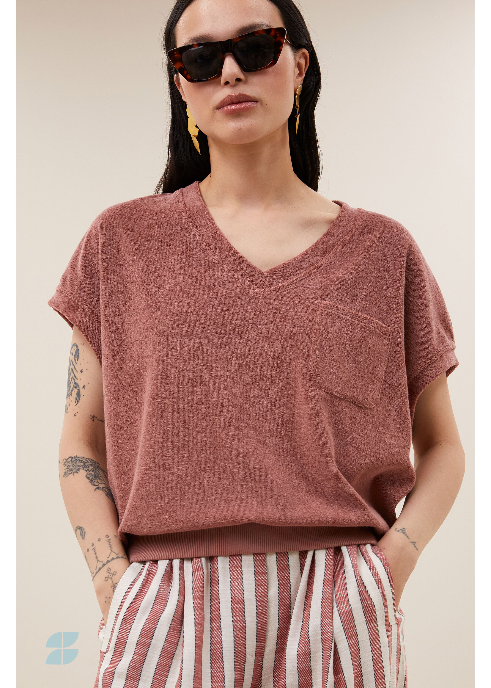 BY-BAR BB TYLER SLUB TOP WHITERED ROSE