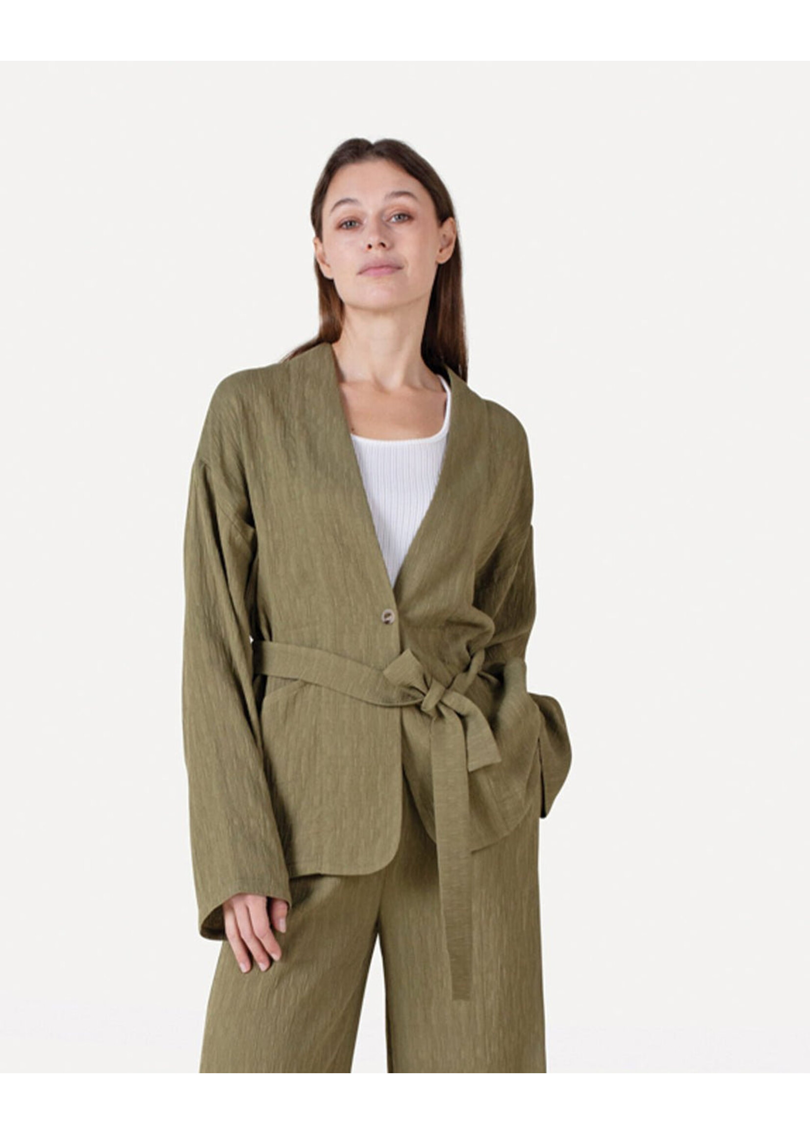 ANOTHER LABEL AL PERRINE CRINCKLE JACKET MARTINI OLIVE